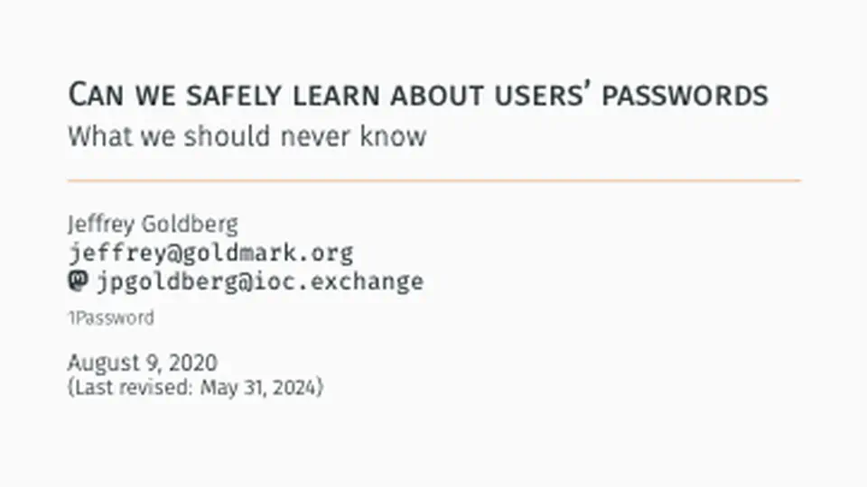 Can a password management service safely learn about users' passwords?